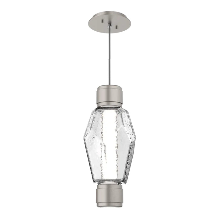 Gem Mandrel Single Pendant by Hammerton Studio in Beige Silver with Clear glass