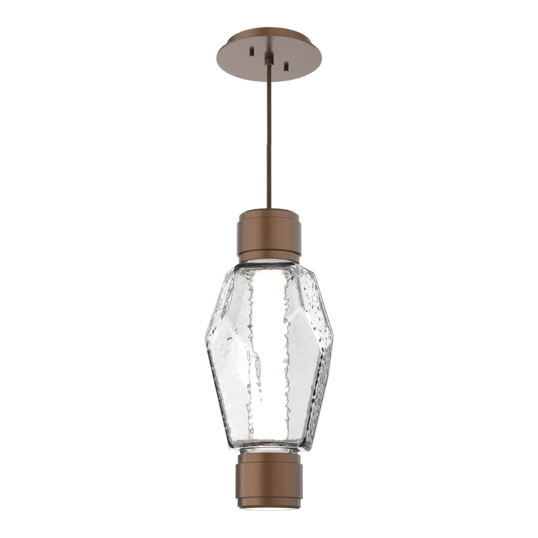 Gem Mandrel Single Pendant by Hammerton Studio in Burnished Bronze with Clear glass