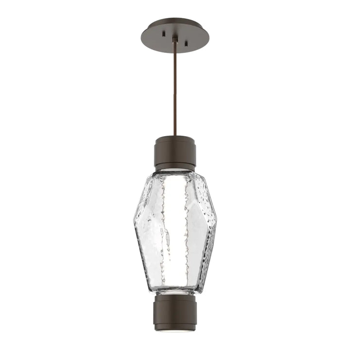 Gem Mandrel Single Pendant by Hammerton Studio in Flat Bronze with Clear glass