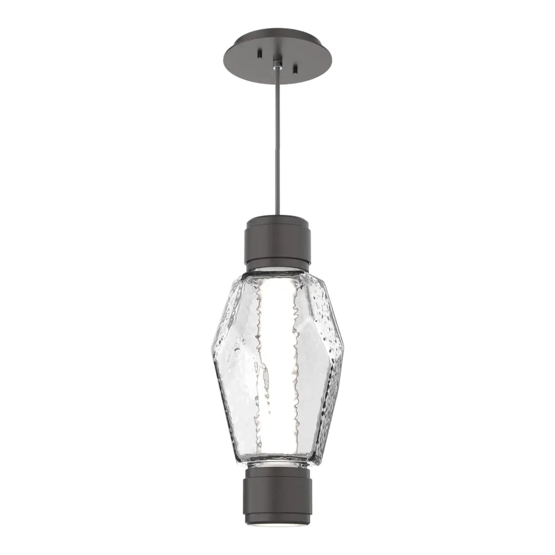 Gem Mandrel Single Pendant by Hammerton Studio in Graphite with Clear glass