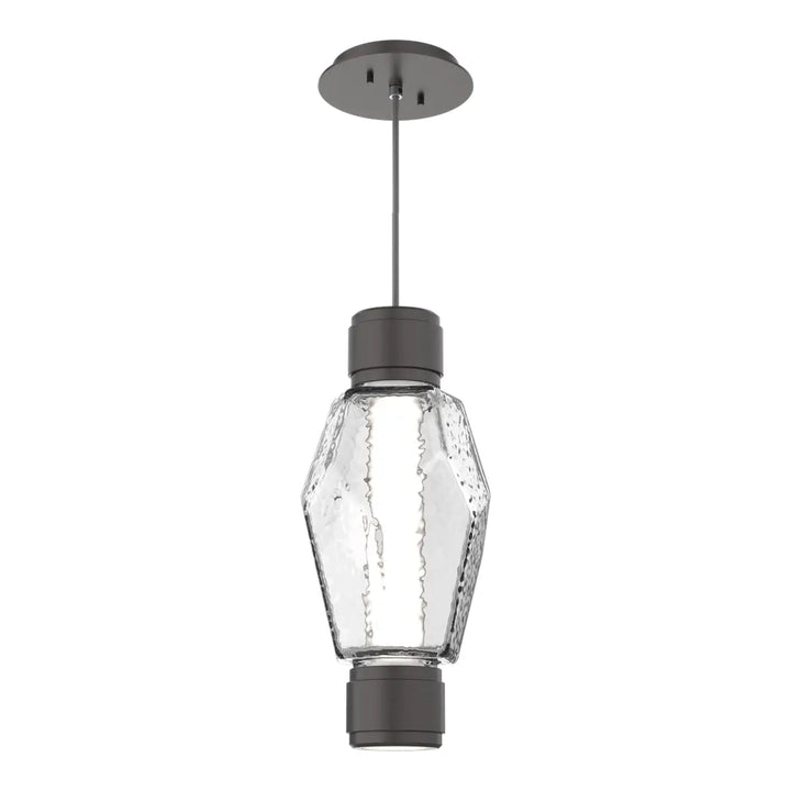 Gem Mandrel Single Pendant by Hammerton Studio in Graphite with Clear glass