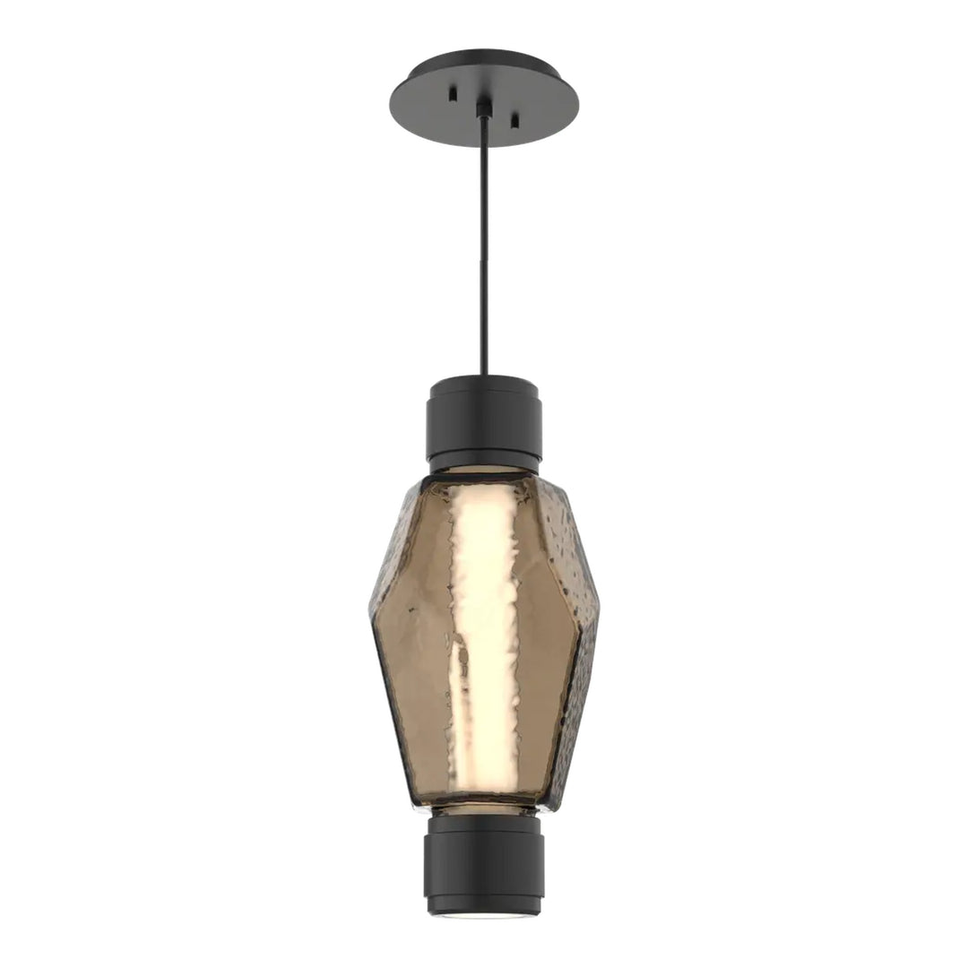 Gem Mandrel Single Pendant by Hammerton Studio in Matte Black with Bronze glass