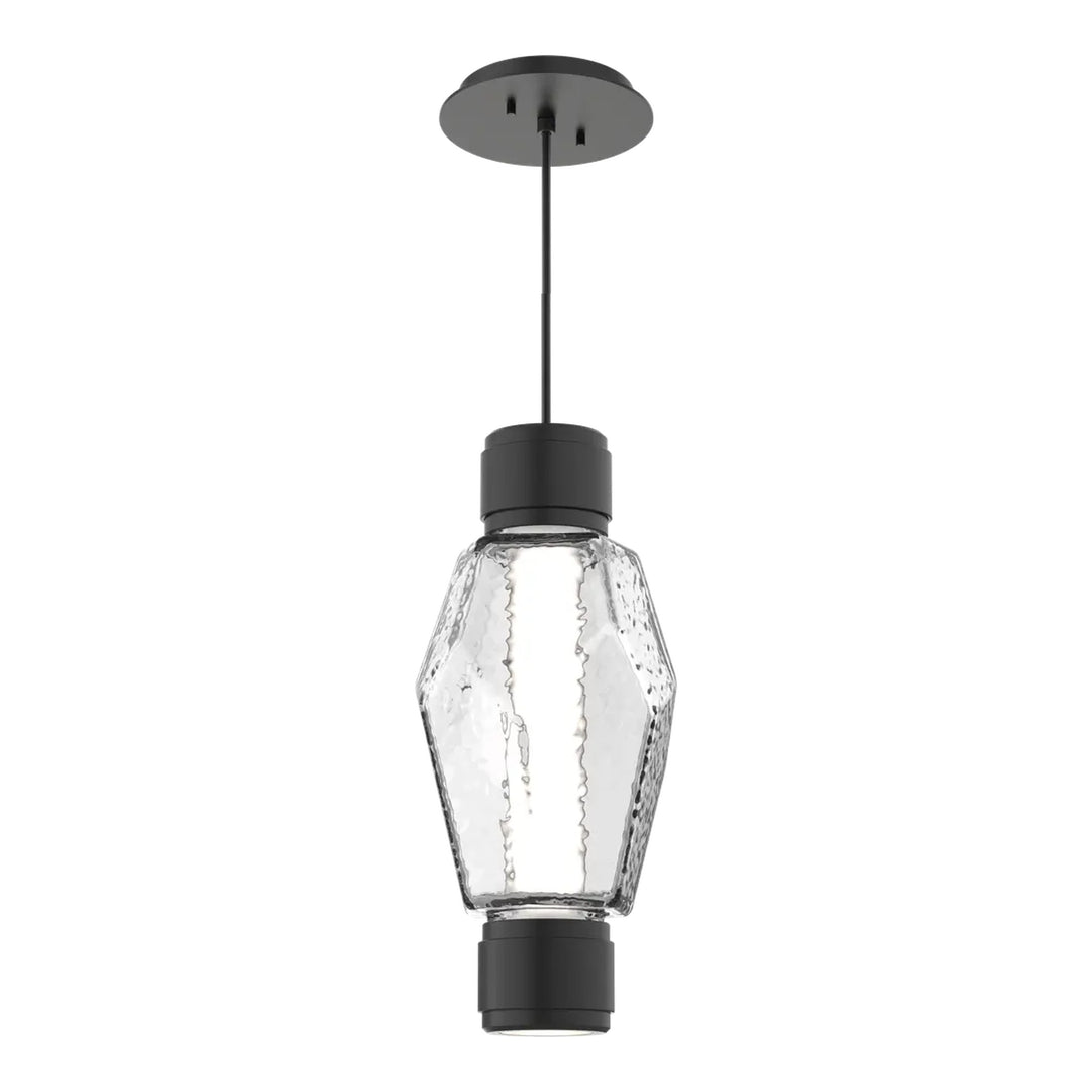 Gem Mandrel Single Pendant by Hammerton Studio in Matte Black with Clear glass
