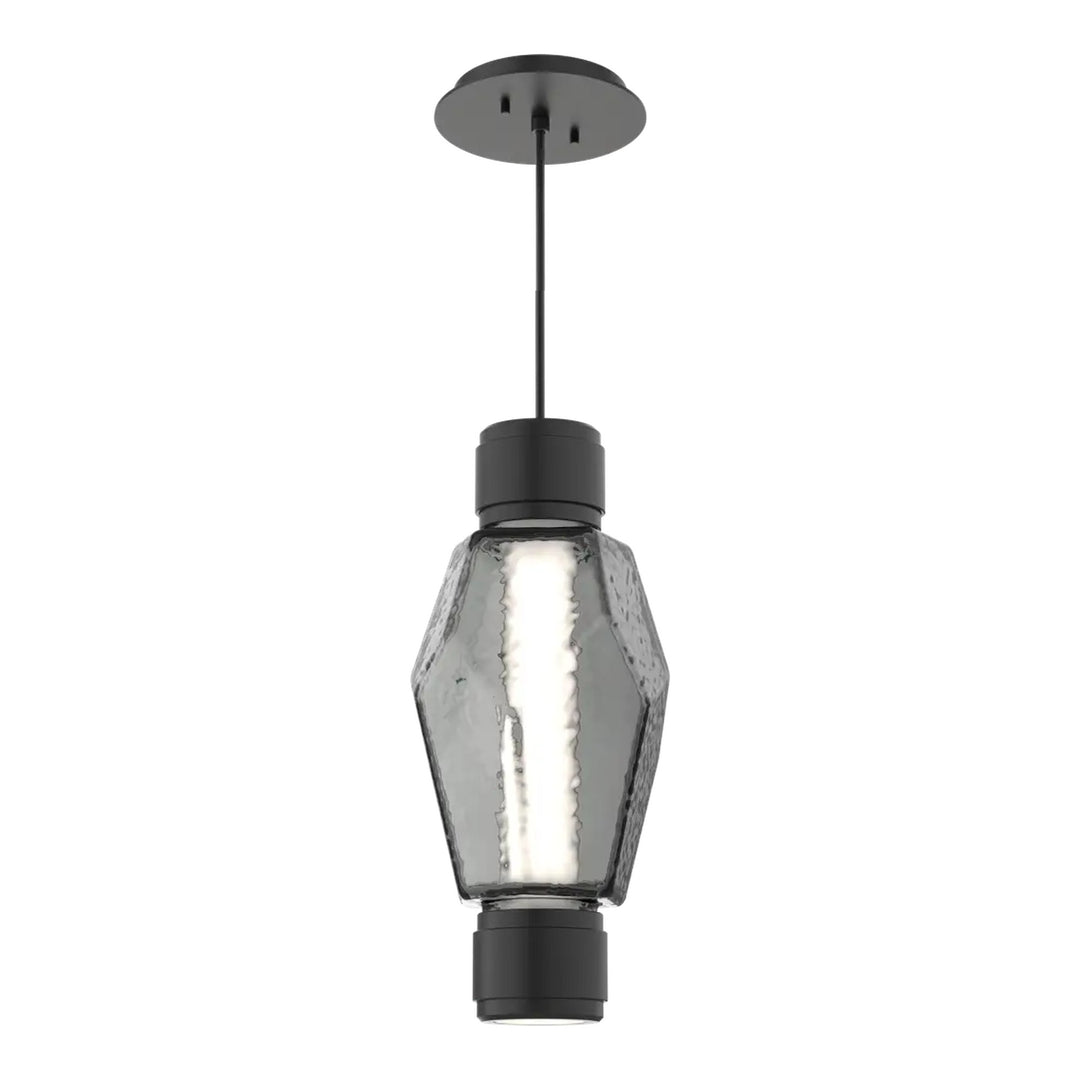 Gem Mandrel Single Pendant by Hammerton Studio in Matte Black with Smoke glass