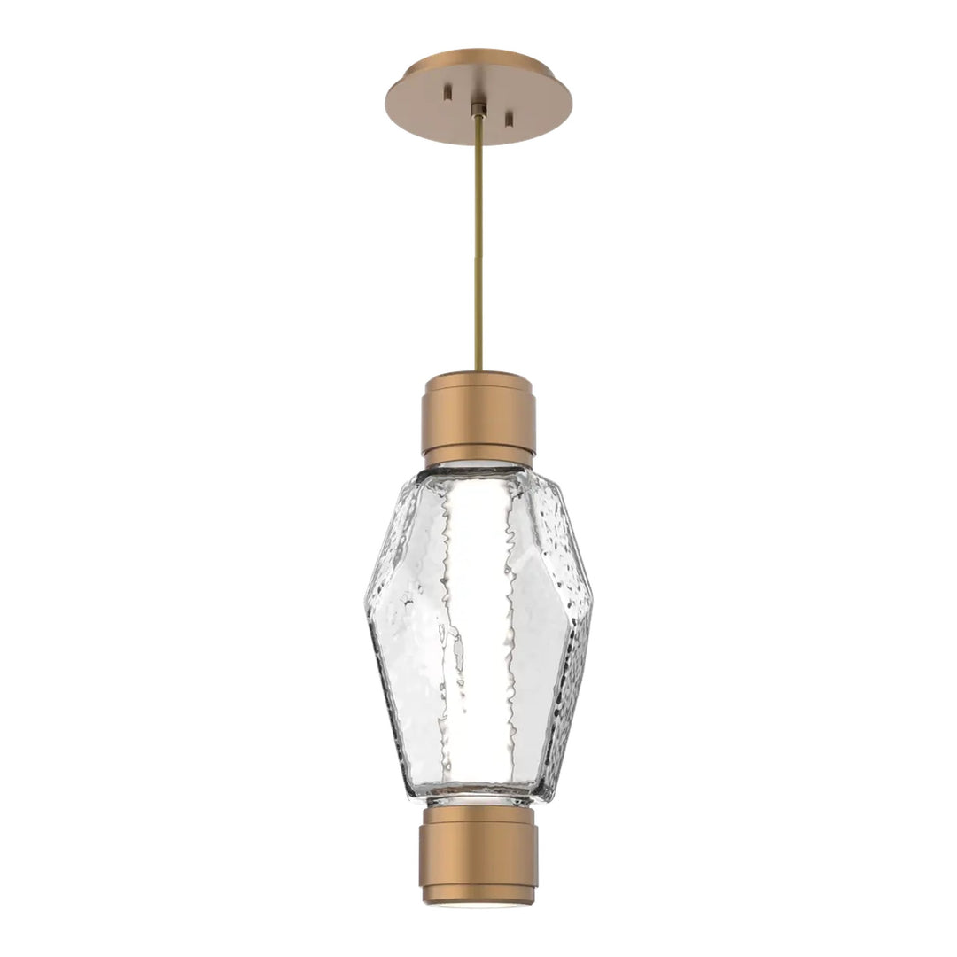 Gem Mandrel Single Pendant by Hammerton Studio in Novel Brass with Clear glass