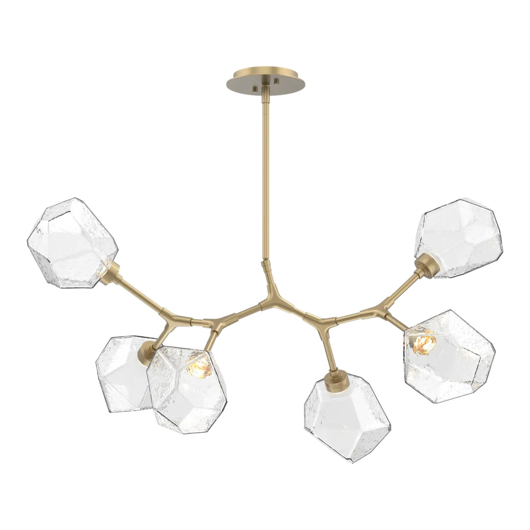 Gem Modern Branch Chandelier by Hammerton Studio in Gilded Brass with Clear glass (6 Lights)