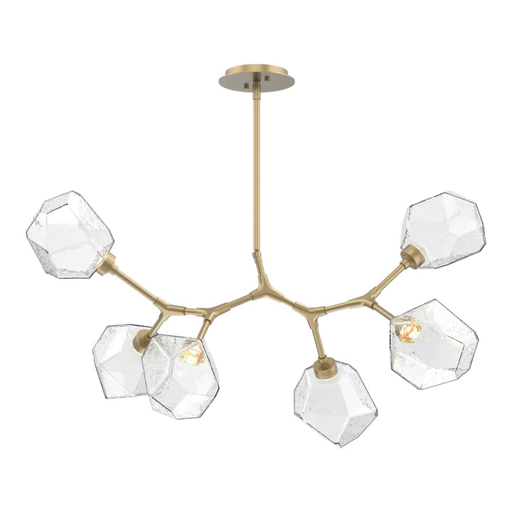 Gem Modern Branch Chandelier by Hammerton Studio in Gilded Brass with Clear glass (6 Lights)
