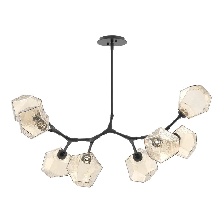Gem Modern Branch Chandelier by Hammerton Studio in Matte Black with Amber glass