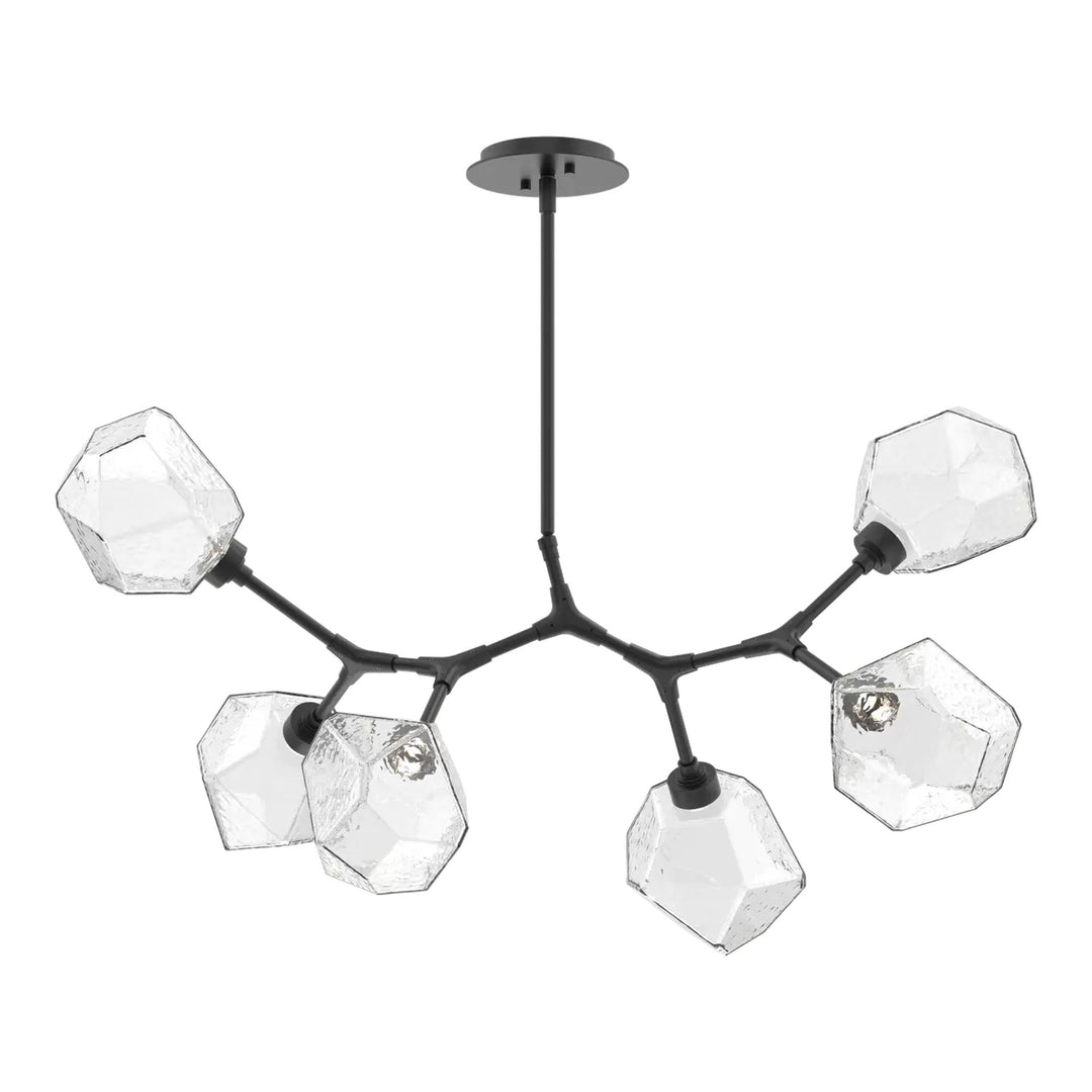 Gem Modern Branch Chandelier by Hammerton Studio in Matte Black with Clear glass (6 Lights)