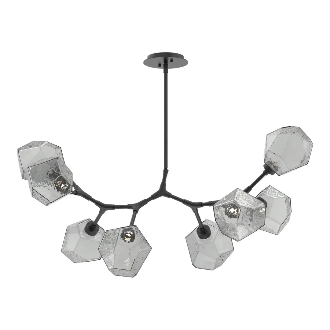 Gem Modern Branch Chandelier by Hammerton Studio in Matte Black with Smoke glass