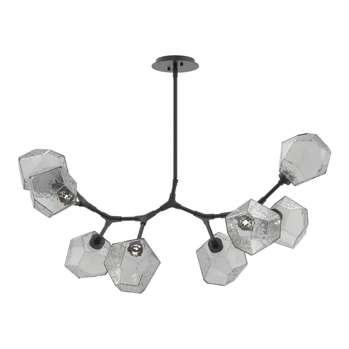 Gem Modern Branch Chandelier by Hammerton Studio in Matte Black with Smoke glass