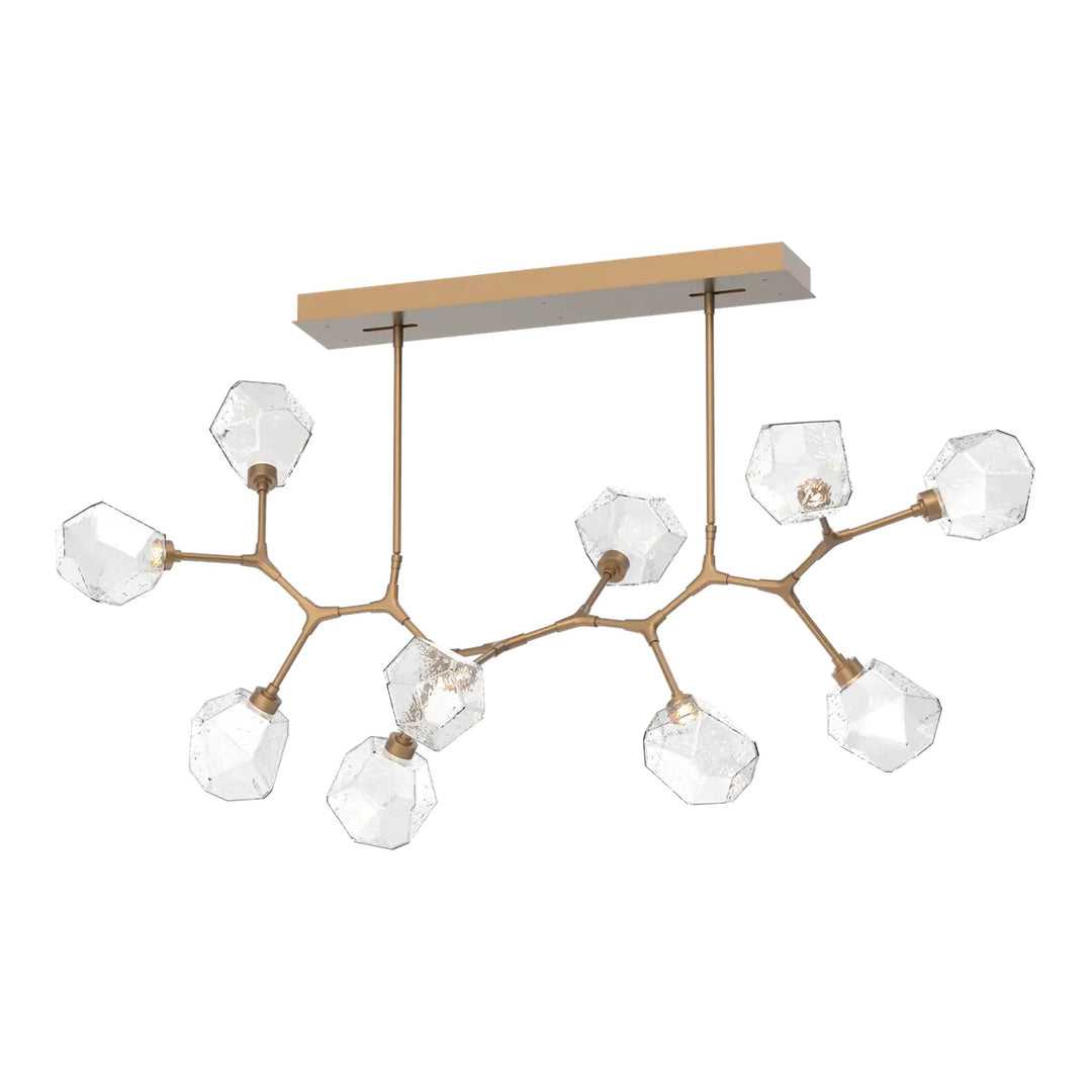 Gem Modern Branch Chandelier by Hammerton Studio in Novel Brass with Clear glass (10 Lights)