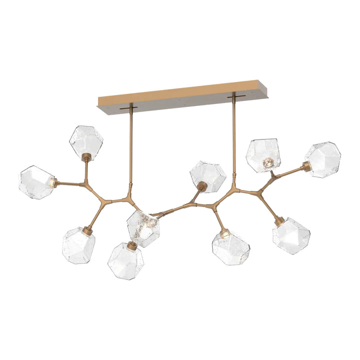 Gem Modern Branch Chandelier by Hammerton Studio in Novel Brass with Clear glass (10 Lights)