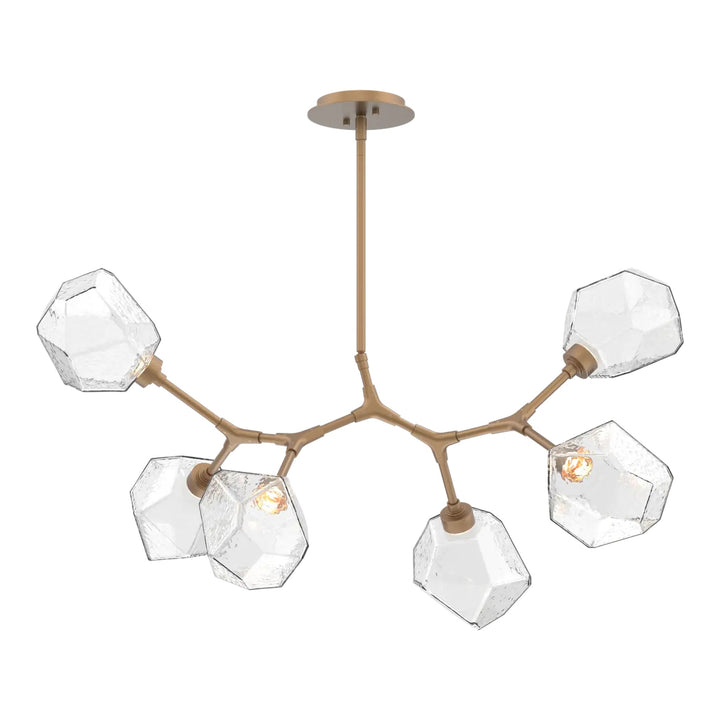 Gem Modern Branch Chandelier by Hammerton Studio in Novel Brass with Clear glass (6 Lights)