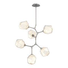 Gem Modern Vine Chandelier by Hammerton Studio in Beige Silver with Amber glass (6 Lights)