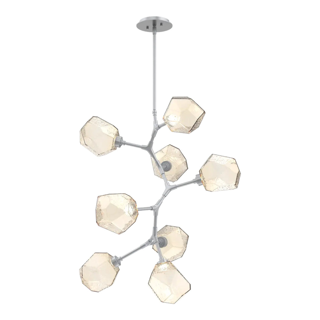 Gem Modern Vine Chandelier by Hammerton Studio in Classic Silver with Amber glass (8 Lights)