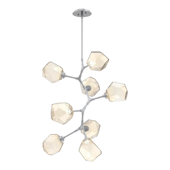 Gem Modern Vine Chandelier by Hammerton Studio in Classic Silver with Amber glass (8 Lights)