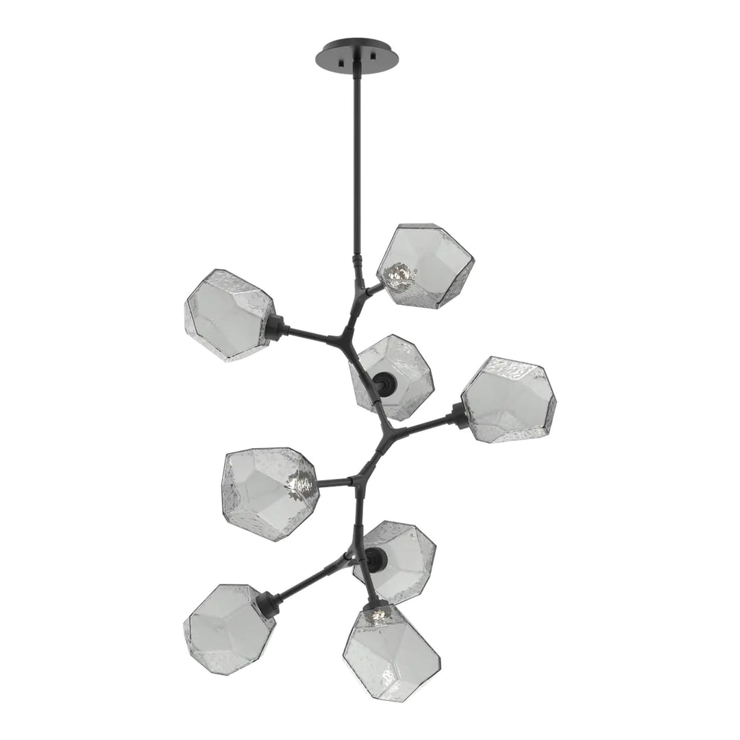 Gem Modern Vine Chandelier by Hammerton Studio in Matte Black with Smoke glass