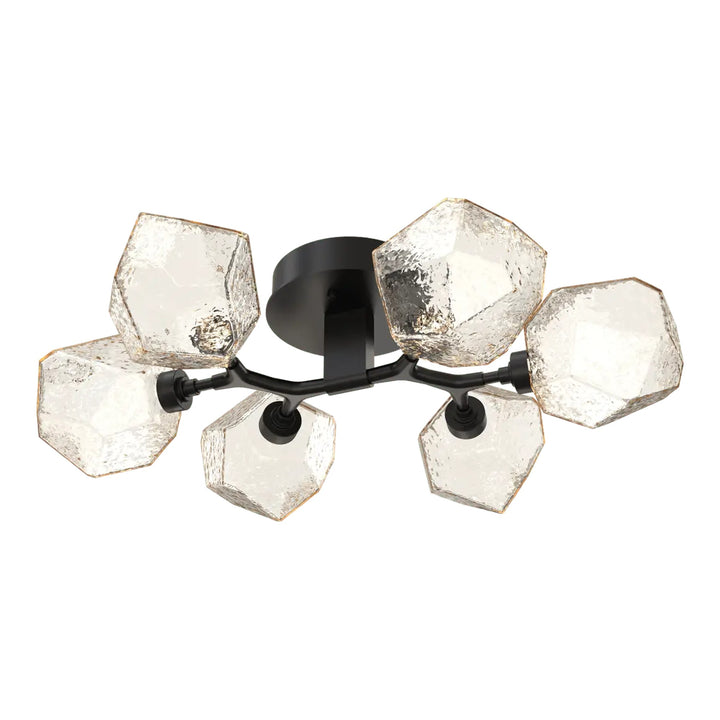 Gem Organic Flush Mount Light by Hammerton Studio in Matte Black with Amber glass