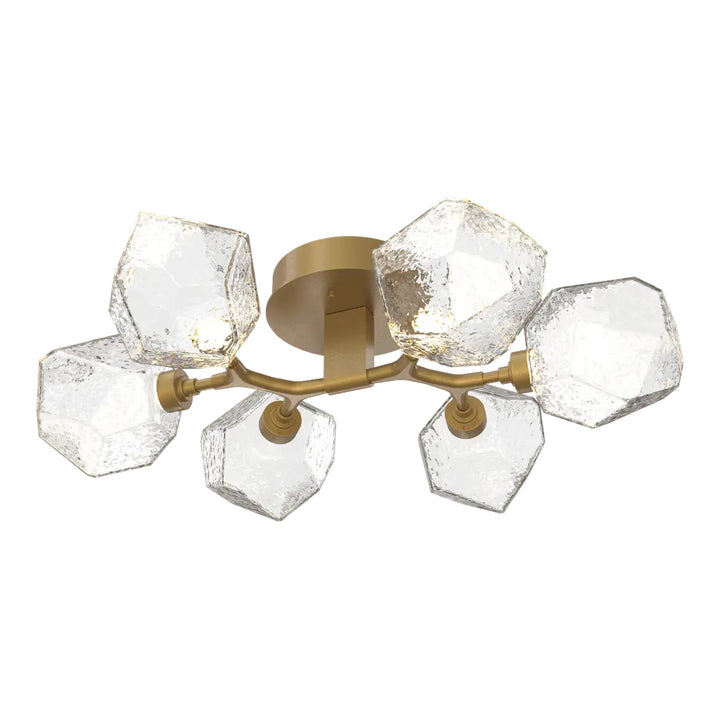 Gem Organic Flush Mount Light by Hammerton Studio in Gilded Brass with Clear glass