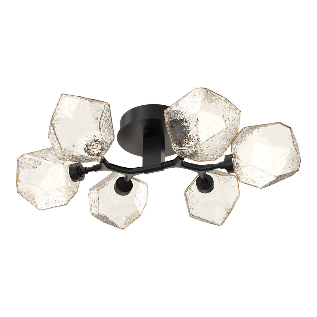 Gem Organic Flush Mount Light by Hammerton Studio in Matte Black with Amber glass