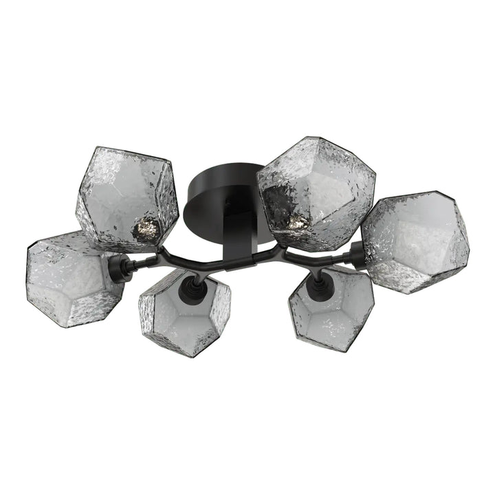 Gem Organic Flush Mount Light by Hammerton Studio in Matte Black with Smoke glass
