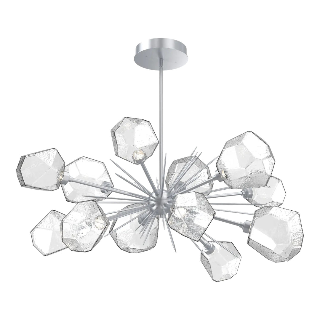 Gem Oval Starburst Chandelier by Hammerton Studio in Classic Silver with Clear glass