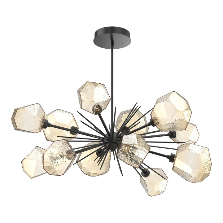 Gem Oval Starburst Chandelier by Hammerton Studio in Matte Black with Amber glass