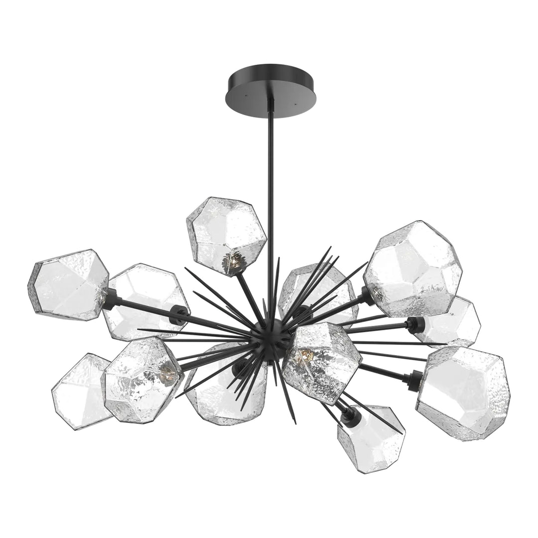 Gem Oval Starburst Chandelier by Hammerton Studio in Matte Black with Clear glass