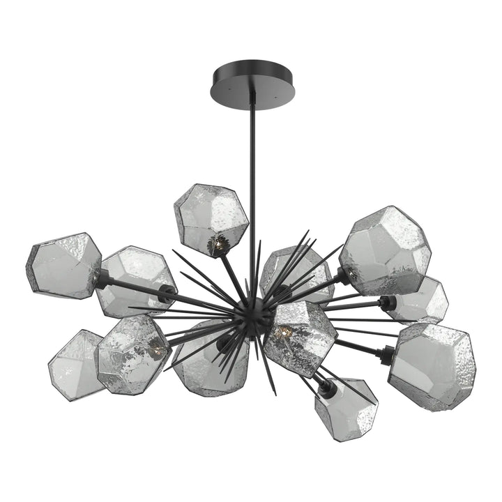 Gem Oval Starburst Chandelier by Hammerton Studio in Matte Black with Smoke glass