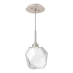 Gem Pendant by Hammerton Studio in Beige Silver with Clear glass on adjustable cord