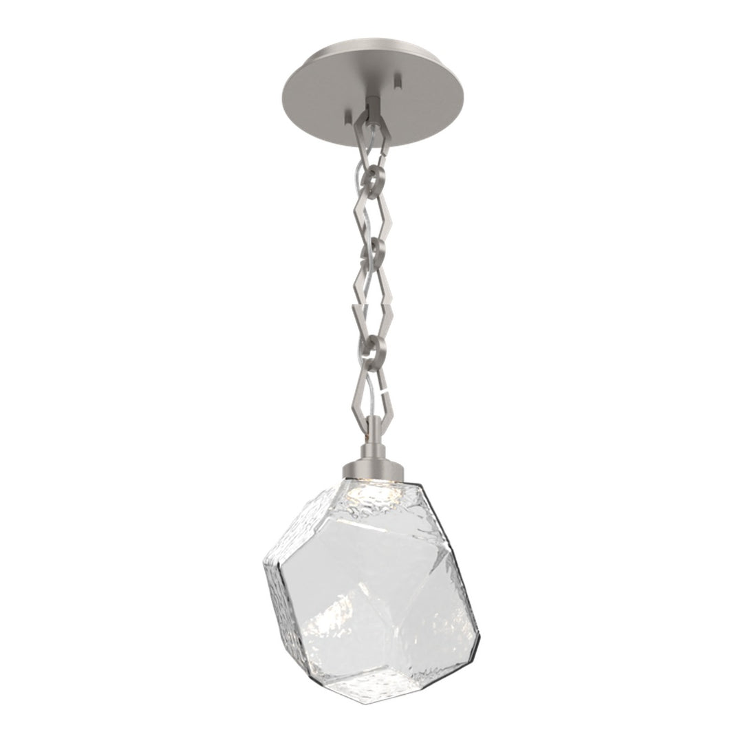 Gem Pendant by Hammerton Studio in Beige Silver with Clear glass on Diamond Chain