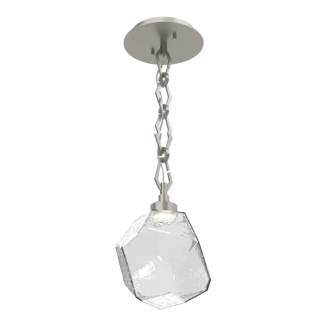Gem Pendant by Hammerton Studio in Beige Silver with Clear glass on Diamond Chain