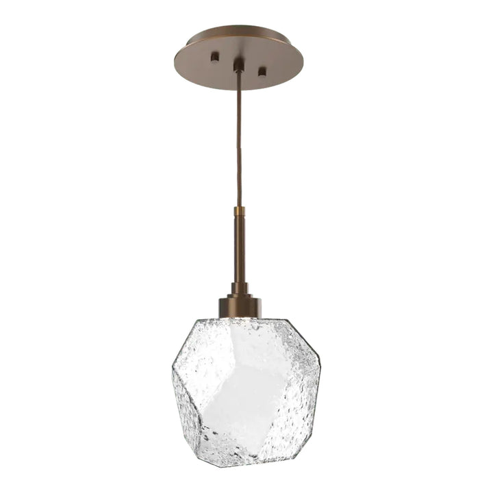 Gem Pendant by Hammerton Studio in Flat Bronze with Clear glass on adjustable cord