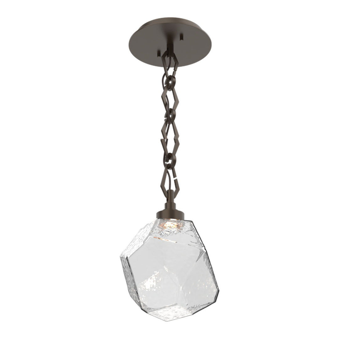 Gem Pendant by Hammerton Studio in Flat Bronze with Clear glass on Diamond Chain