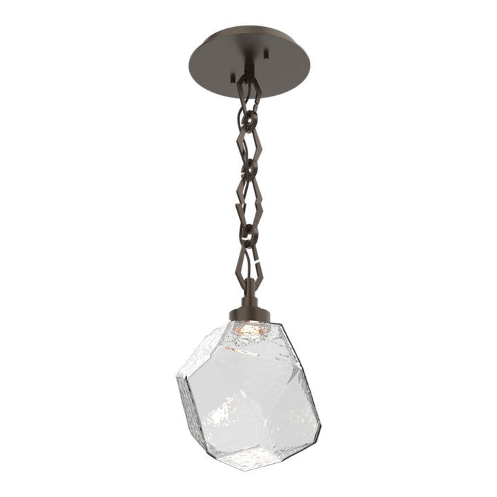 Gem Pendant by Hammerton Studio in Flat Bronze with Clear glass on Diamond Chain