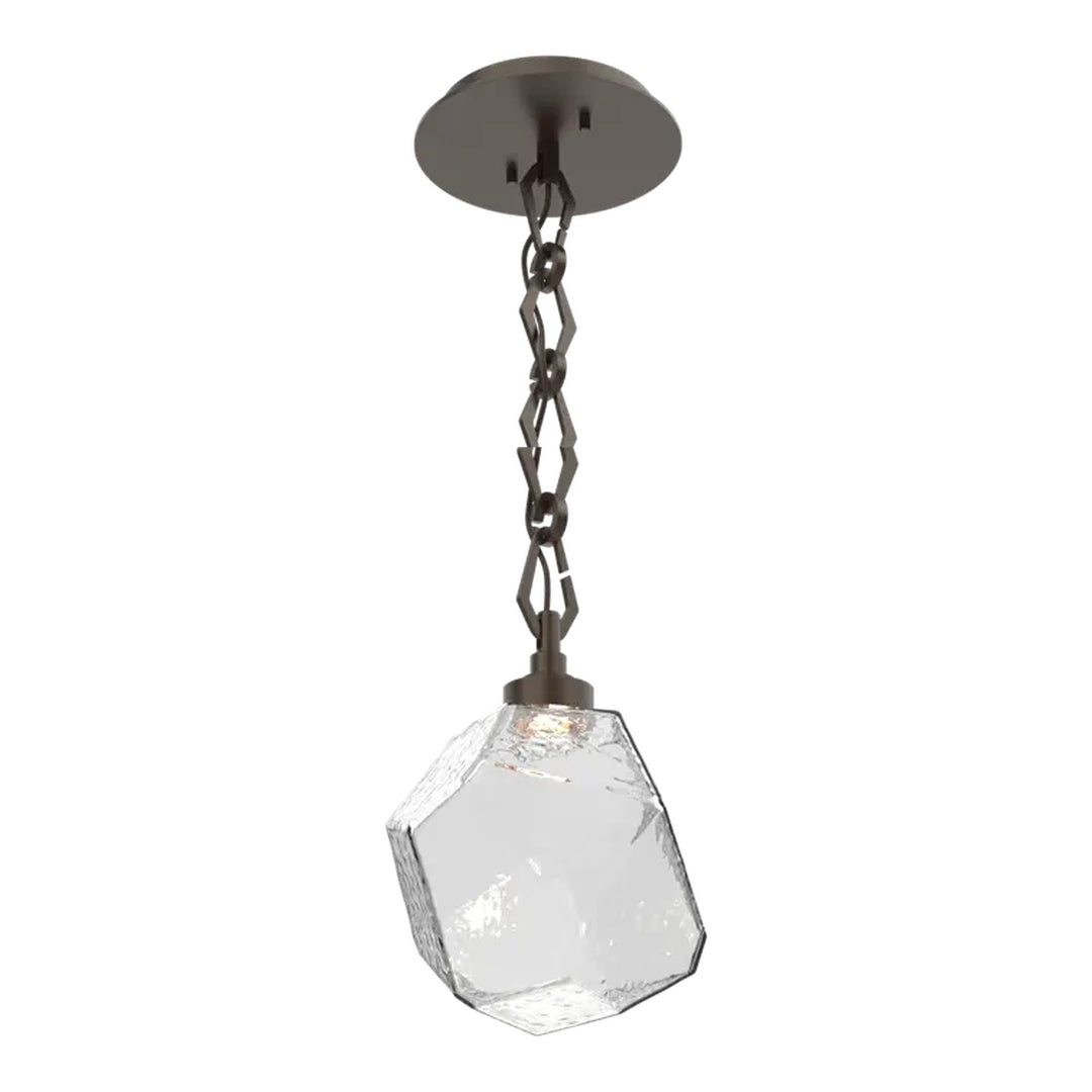 Gem Pendant by Hammerton Studio in Flat Bronze with Clear glass on Diamond Chain