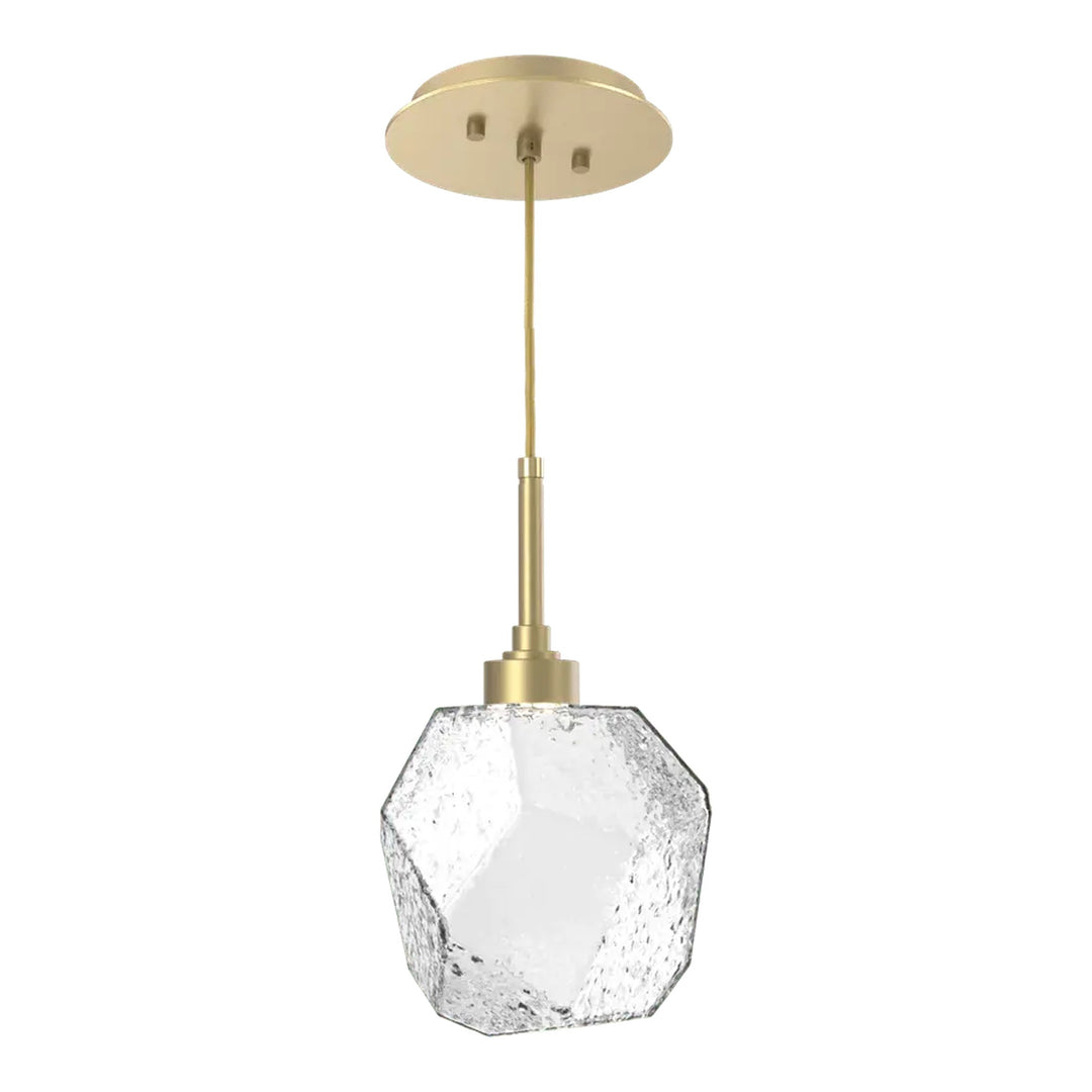 Gem Pendant by Hammerton Studio in Gilded Brass with Clear glass on adjustable cord