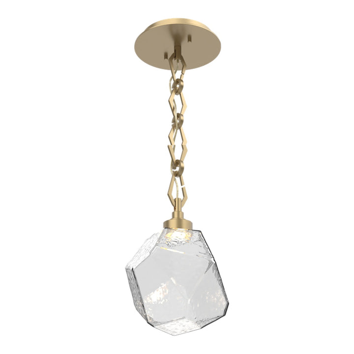 Gem Pendant by Hammerton Studio in Gilded Brass with Clear glass on Diamond Chain
