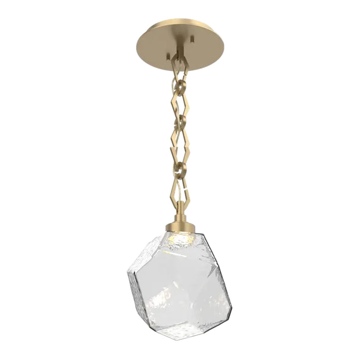 Gem Pendant by Hammerton Studio in Gilded Brass with Clear glass on Diamond Chain