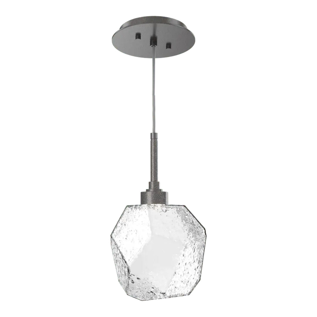 Gem Pendant by Hammerton Studio in Graphite with Clear glass on adjustable cord