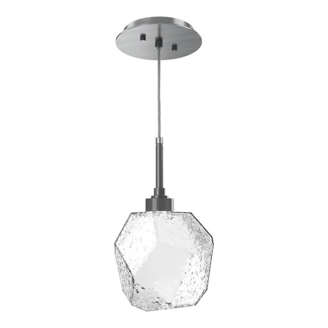 Gem Pendant by Hammerton Studio in Gunmetal with Clear glass on adjustable cord