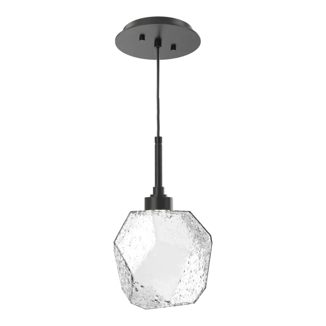 Gem Pendant by Hammerton Studio in Matte Black with Clear glass on adjustable cord