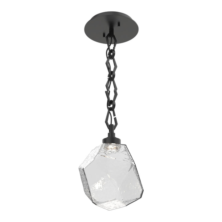 Gem Pendant by Hammerton Studio in Matte Black with Clear glass on Diamond Chain