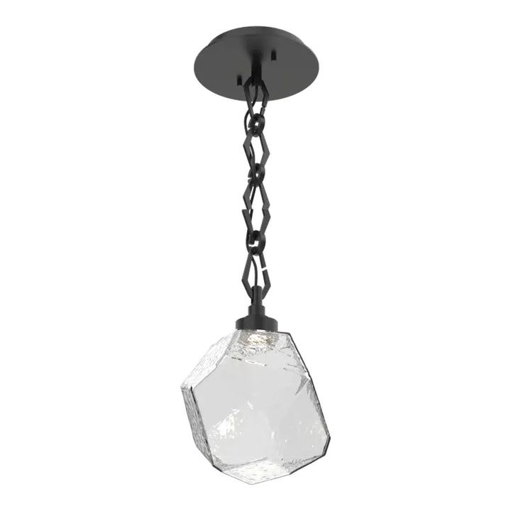 Gem Pendant by Hammerton Studio in Matte Black with Clear glass on Diamond Chain