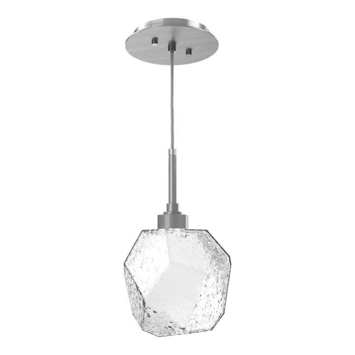 Gem Pendant by Hammerton Studio in Satin Nickel with Clear glass on adjustable cord