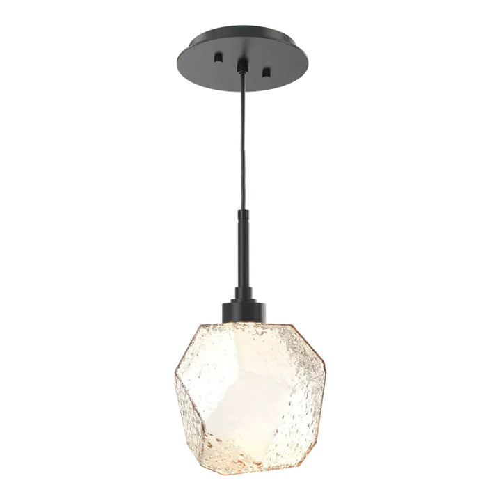 Gem Pendant by Hammerton Studio in Matte Black with Amber glass