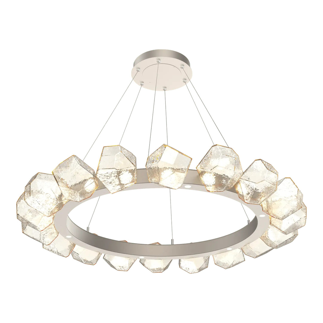 Gem Radial Ring Chandelier by Hammerton Studio in Beige Silver with Amber glass (Large)