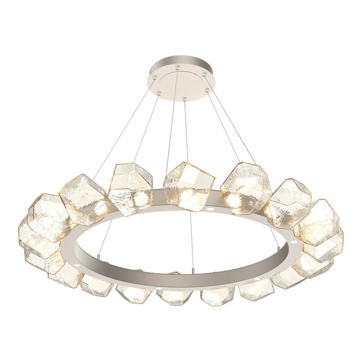 Gem Radial Ring Chandelier by Hammerton Studio in Beige Silver with Amber glass (Large)