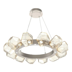 Gem Radial Ring Chandelier by Hammerton Studio in Beige Silver with Amber glass (Medium)